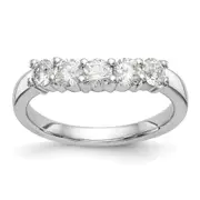 0.80ct. CZ Solid Real 14K White Gold 5-Stone Wedding Band Ring