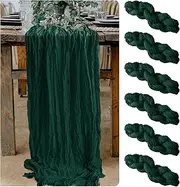 6 Pieces Dark Green Cheesecloth Table Runners 10 Ft Cheese Cloth Gauze Table Runner for Boho, Rustic Wedding Arch, Baby Shower Decorations Birthday Party Christmas
