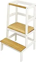 Damoch Family™ Kids Spacious Wooden Kitchen Stool, Montessori Toddler Learning Tower with Safety Rail, Children Standing Tower and Learning Helper for Counters