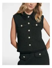 [Decjuba] Jane Sequin Knit Tank Top in Black Metallic