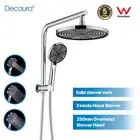 Decaura 10" shower head set chrome gooseneck shower arm 3-mode hand held shower