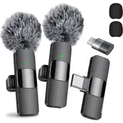 2024 Professional Wireless Lavalier Microphone 2 Pack Noise Canceling Crystal Clear Recording With Usb-c For Iphone 15 Pro Max, Ipad, Android, Live St