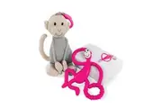 Matchstick Monkey Teething Gift Set Plush Teether Muslin Blanket Baby 3m+ Pink