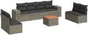 vidaXL Garden Sofa Set - Modular 9 Piece Poly Rattan Patio Furniture - Grey with Cushions & Storage