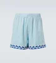 [Bode] Bode Seedling Stripe linen Bermuda shorts UK 36 blue