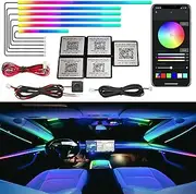 Dreamcolor Acrylic Interior Car LED Strip Light, RGB 6 in 1 Fiber Optic Ambient Lighting Kits, 16 Million Colors Sound Active Function Car Neon Lights with Wireless APP