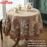 Chenille Jacquard Floral Table Decor Cover Tablecloth Tassel Square Home New