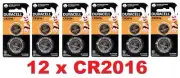 12 x DURACELL LITHIUM 3V COIN BATTERIES CR2016 BATTERY BRAND NEW (6xPk2)