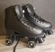 Skate Gear Extra Support Quad Roller Skates Black for Kids and Adults.