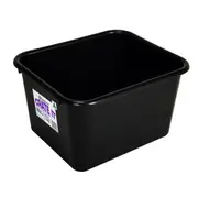 10x Large Heavy Duty 15L Black Plastic Basin Tub Containers Storage Crate Box AU