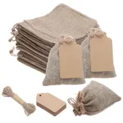 30PCS 4"x 5.5" Burlap Gift Bags with Drawstring and 30PCS Gift Tags & String
