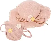 [SAFIGLE] Summer Bag Set for Boys and Girls Girls Beach Hat Toddler Purse Family Outing Essential Uv Pink