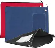 3 Pieces 14×11Inch Black Large Bank Bag with Zipper Red Bank Deposit Bag with Grommet Blue Interoffice Mailer Canvas Transit Sack for Documents Money Passport
