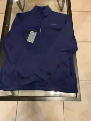 NWT Callaway Mens Tech Fleece Quarter Zip Pullover MEDIUM Navy Blue MSRP: $80
