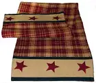 Heritage Wine Red Tan Table Runner 13" X 54" By Olivia's Heartland Primitive