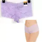INC International Concepts Lace Boyshort Floral Shimmer Panty XXL 2XL purple