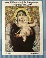 Printed needlepoint tapestry Canvas 30x40 cm Virgin Of The Lilies