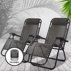 Zero Gravity Recliner Chair Camping Foldable Chairs Padded Headrest Durable 2PCS