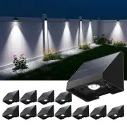 12 Pack Decorative Solar Powered Fence Lights Outdoor Waterproof with Cool Wh