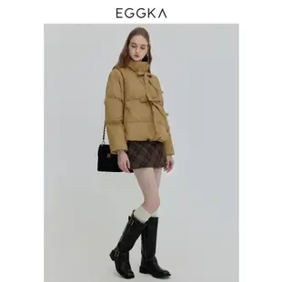 EGGKA簡約棉服外套蝴蝶結綁帶