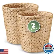 84ECO 2 Pack Wicker Trash Can, Wicker Waste Basket for Bathroom, Rattan Trash
