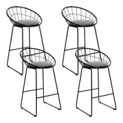 NNEDSZ Set of 4 Bar Stools Steel Fabric - Grey and Black