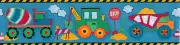 Patchwork Construction Dark Blue Denim Wallpaper Border 5814635