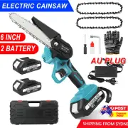 6" Rechargeable Electric Mini Cordless Chainsaw 2X Battery Powered Wood Cutter