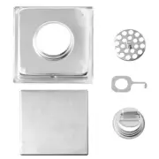 Stainless Steel 15x15cm Square Shower Floor Drain Tile Insert Grate Invisible
