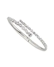 Nadri Flutter Cubic Zirconia Bypass Bangle Bracelet in Rhodium Plated or 18K Gold Plated