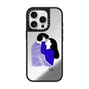iPhone 16 Pro Mirror Case MagSafe Compatible Blue Stripes Love