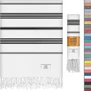 EPHESUS TOWELS Turkish Beach Towel - 38x70 inch Oversized - Sultan Design - Turkish Towel for Beach, Bath, Pool, Gym, Yoga - Prewashed, Lightweight, Quick Dry (White)