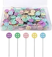 200pcs Flat Button Head Pins, Assorted Colors Decorative Pins Sewing Pins Quilting Pins with a Storage Box for Fabric Craft Sewing Projects Dressmaker DIY
