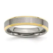 Chisel Titanium Brushed Yellow IP-plated 5mm Beveled Edge Band TB311