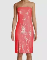 $265 Aidan Mattox Women's Pink Sequin Strapless Pencil Dress Size 6