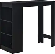 'vidaXL Modern Black Bar Table - Engineered Wood, Contemporary Design, 110x50x103 cm, 3-Layer Storage Shelf
