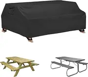WOMACO Waterproof Picnic Table Cover, Heavy Duty 96 inches Patio Outdoor Table & Bench Cover for Winter, Water-Resistant 8ft Picnic Table Tarp (‎8ft-96in)