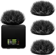 Geekria for Creators Furry Windscreen Compatible with Rode Wireless GO Gen 3 III, GO 2, PRO, ME Mic DeadCat Wind Cover Muff, Fluff Cover Windshield, Wind Noise Reduction (Black / 4 Pack)
