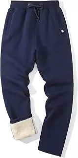 [Flygo] Men's Fleece Pants Winter Warm Joggers Pants Active Sherpa Lined Sweatpants