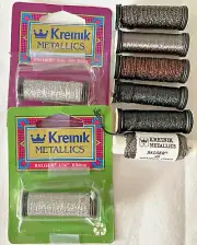Needlepoint Kreinik Metallic Threads Lot of 8 Spools Assorted Colors Braid Cord