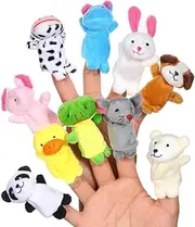 Finger Puppet Set, 10 Pieces Finger Plush Toy Children, Small Animal Finger Toy, Hand Puppets for Children for Easter, Birthday, Christmas, Party Gifts, blue, Medium