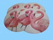 Flamingo Placemats Round Reversible Signed Lisa Audit Coastal Beachy USA Lot 4