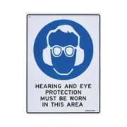 Sandleford 300 x 225mm Hearing and Eye Protection Must Be Worn Plastic Sign