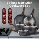 8 PCS PFOA Free Non-Stick Kitchen Saucepan Frypan Casserole Dish Set