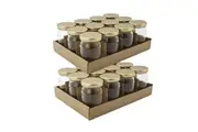 24PK Lemon & Lime Verona Glass Jar 150ml Gold Lid Home Kitchen Storage Container