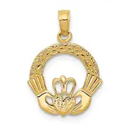 14K Yellow Gold Claddagh Charm