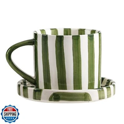CACXKEP 8 Oz Coffee Mug Large Espresso Cups With Saucer Ceramic Coffee Mugs P