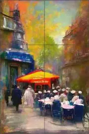 Cafe Tile Backsplash Andrea Haase Paris Art Ceramic Mural OB-HAA1708