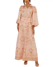AMINA GLAM Linen-Blend Maxi Dress