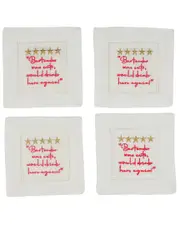 Tiramisu Sip & Smile Embroidered Cocktail Napkins
